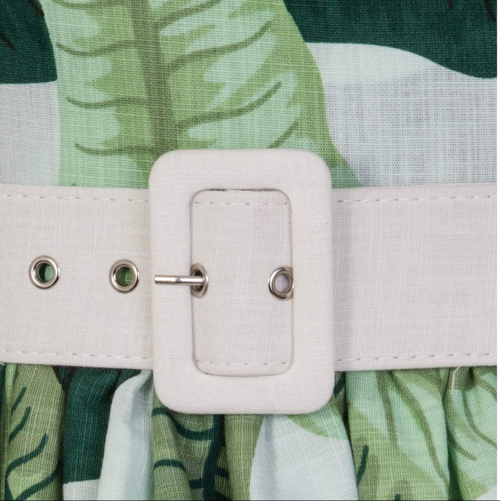 ❤️Collectif Mainline Jade Banana Leaf Pinup Dress - Picture 5 of 6